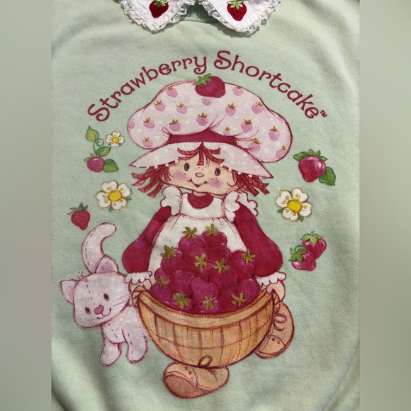 Dolls Kill Strawberry Shortcake Sweatshirt with lace & embroidery details. - Picture 3 of 16